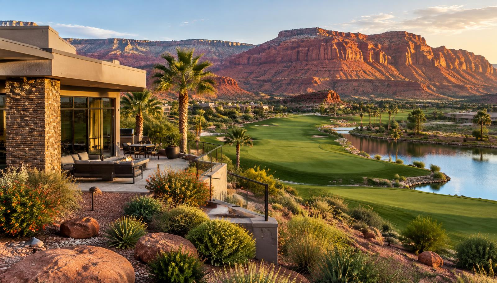 Crystal Lakes home overlooking Sunbrook Golf Course and red rock cliffs